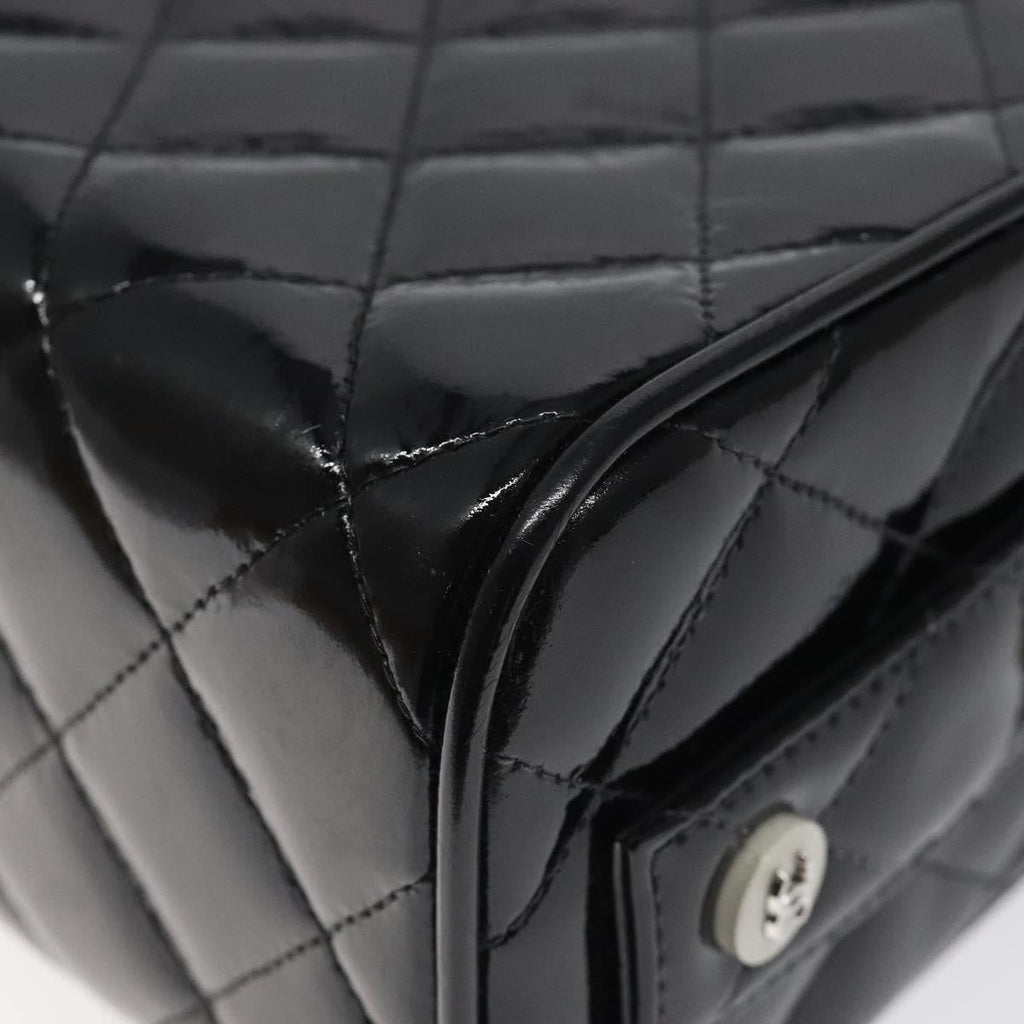 Chanel Vintage Metal Box Bag Quilted Patent Black Patent_Leather Handbag