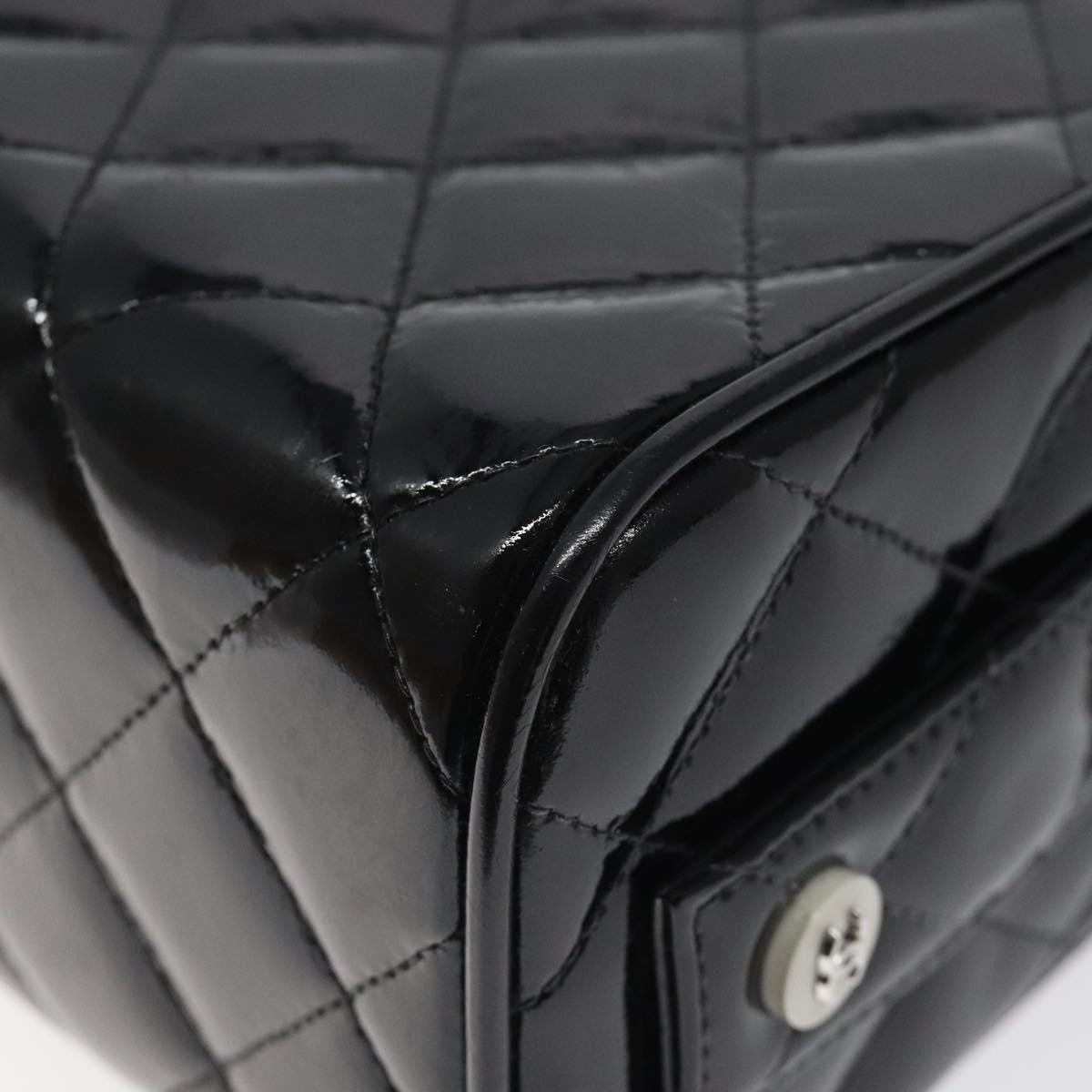 Chanel Vintage Metal Box Bag Quilted Patent Black Patent_Leather Handbag