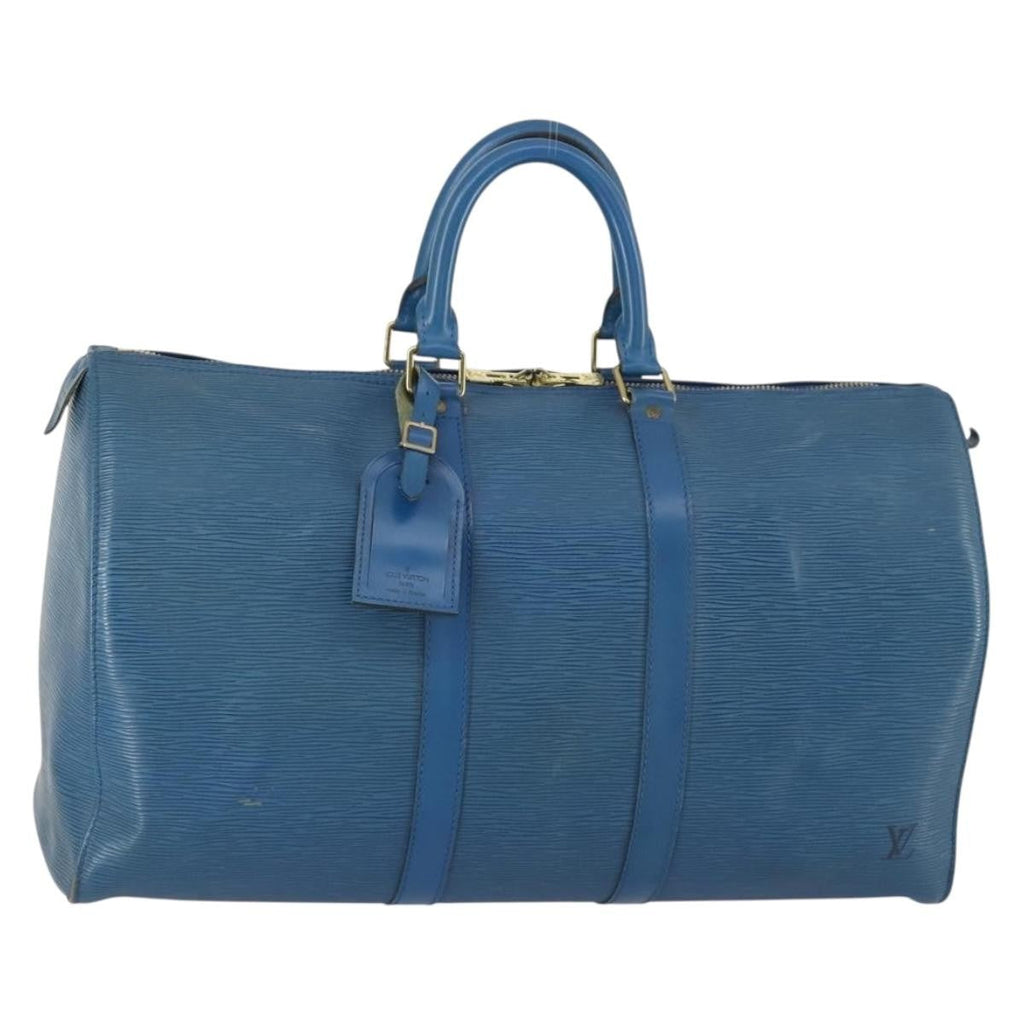 Louis Vuitton Keepall Bag Epi Leather Blue Leather Travel Bag