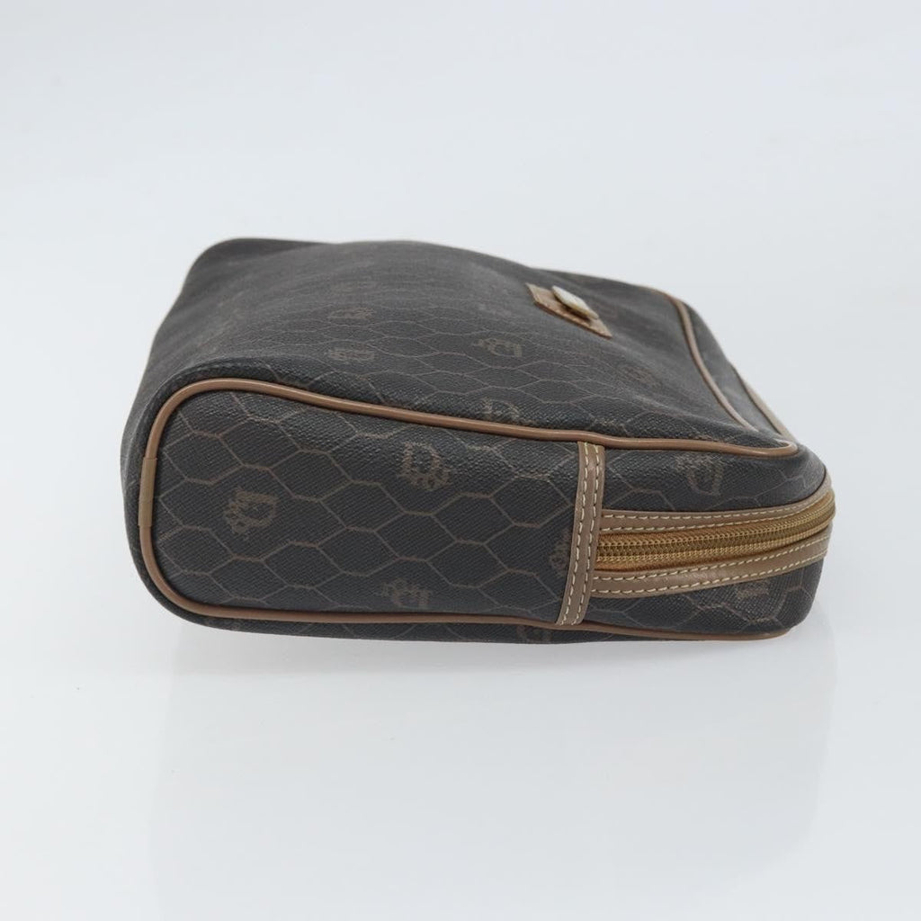 Christian Dior Vintage Honeycomb Zip Pouch Canvas And Leather Black Canvas Clutche & Pouche Bag (Pre-Owned)