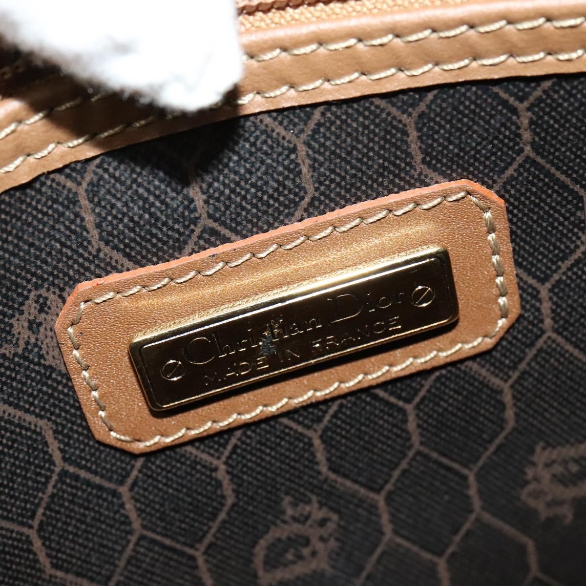 Christian Dior Vintage Honeycomb Handbag Canvas Leather Black Canvas Bag (Pre-Owned)