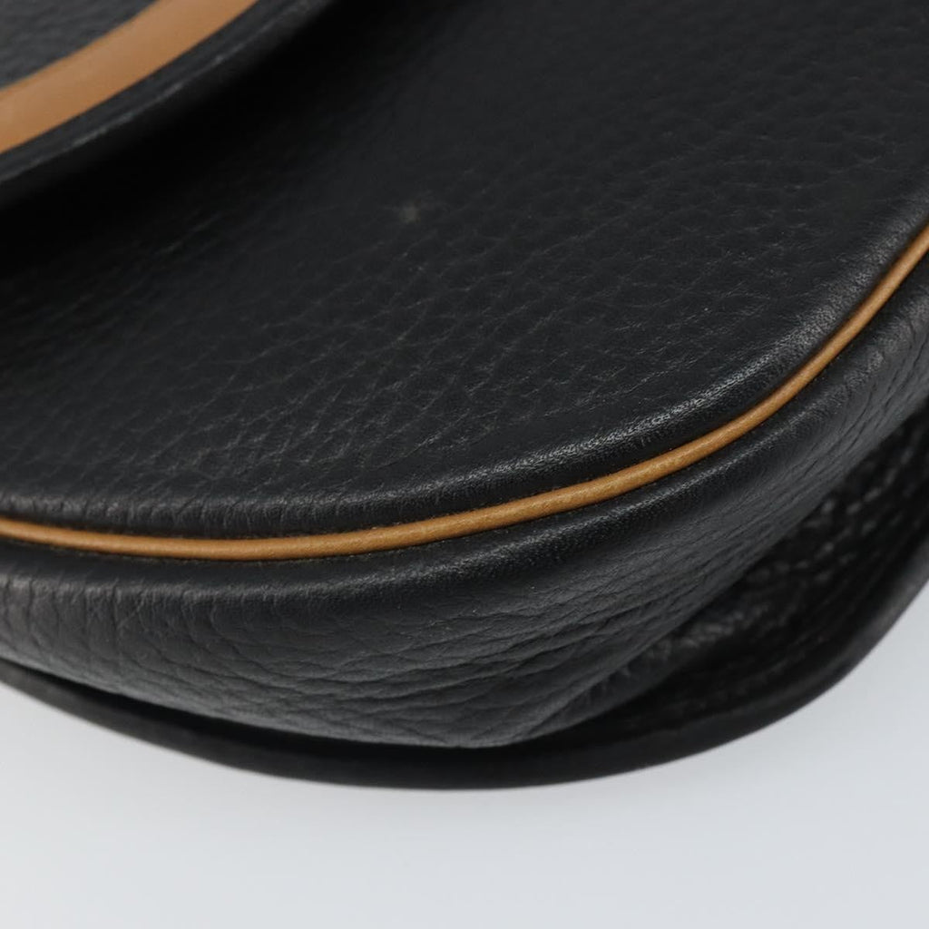 Christian Dior Vintage Cd Flap Shoulder Bag Leather Black Leather Shoulder Bag Bag (Pre-Owned)