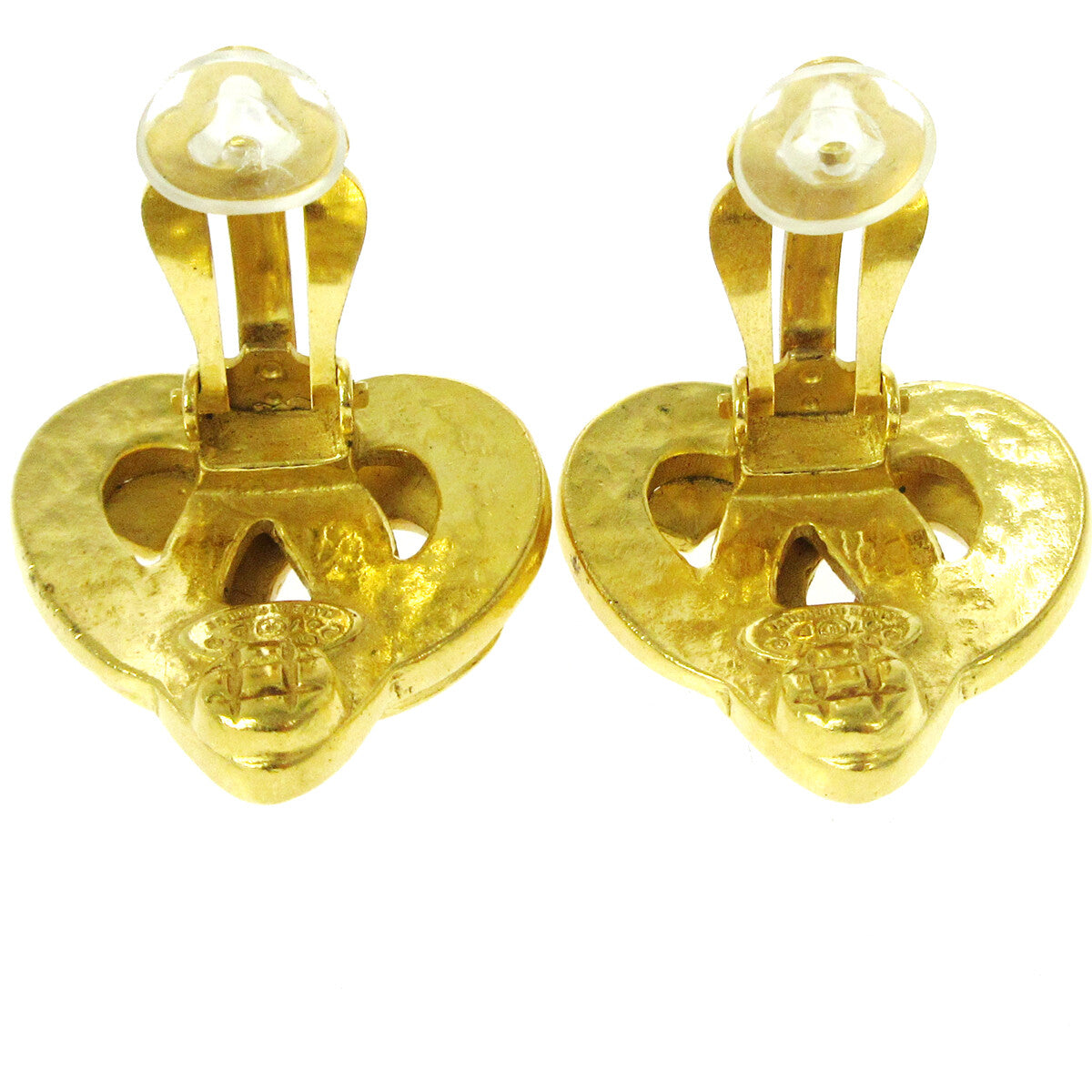 Chanel Vintage Cc Heart Clip-On Earrings Metal Gold Gold Earrings Jewelry