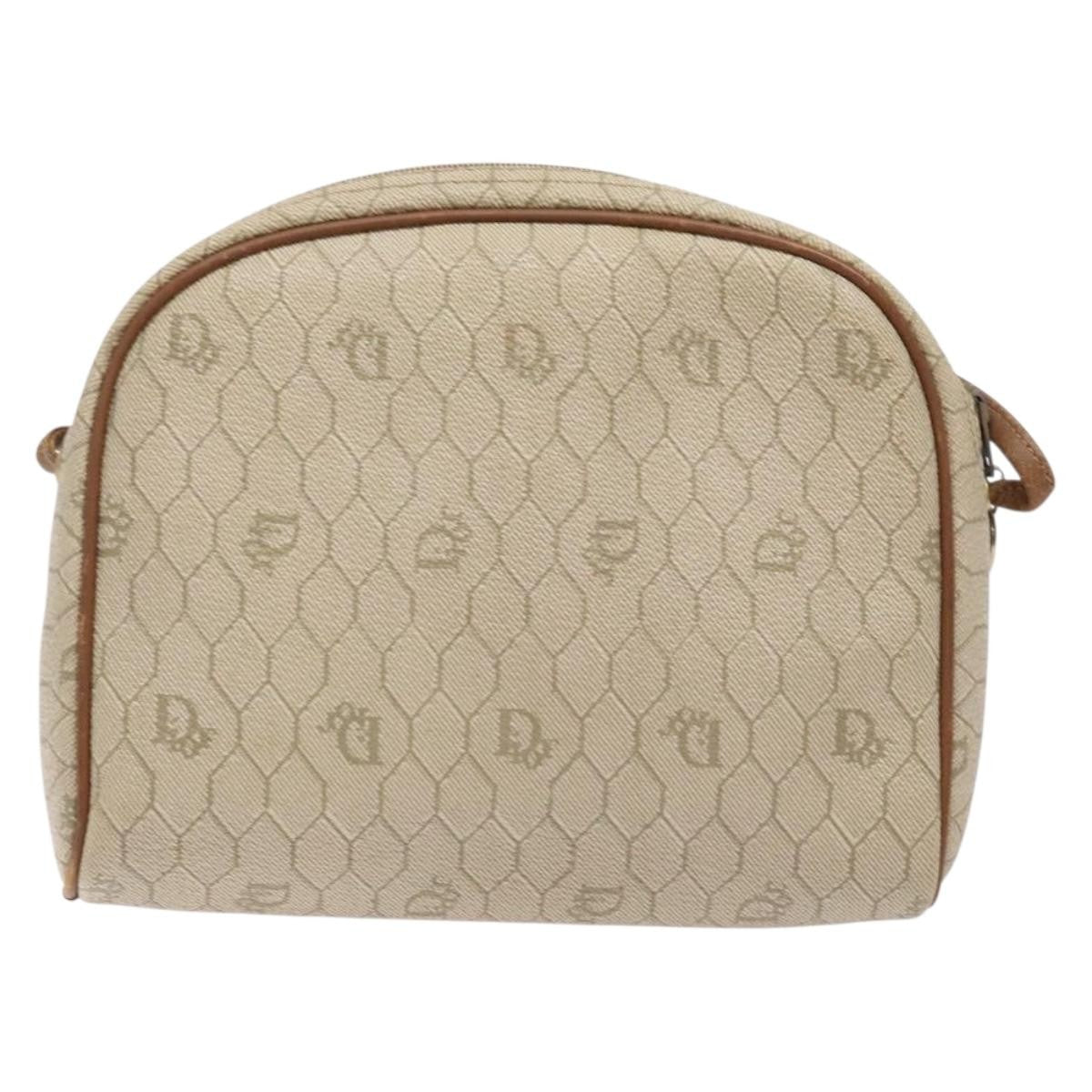 Christian Dior Vintage Honeycomb Shoulder Bag Canvas Beige Canvas Bag (Pre-Owned)