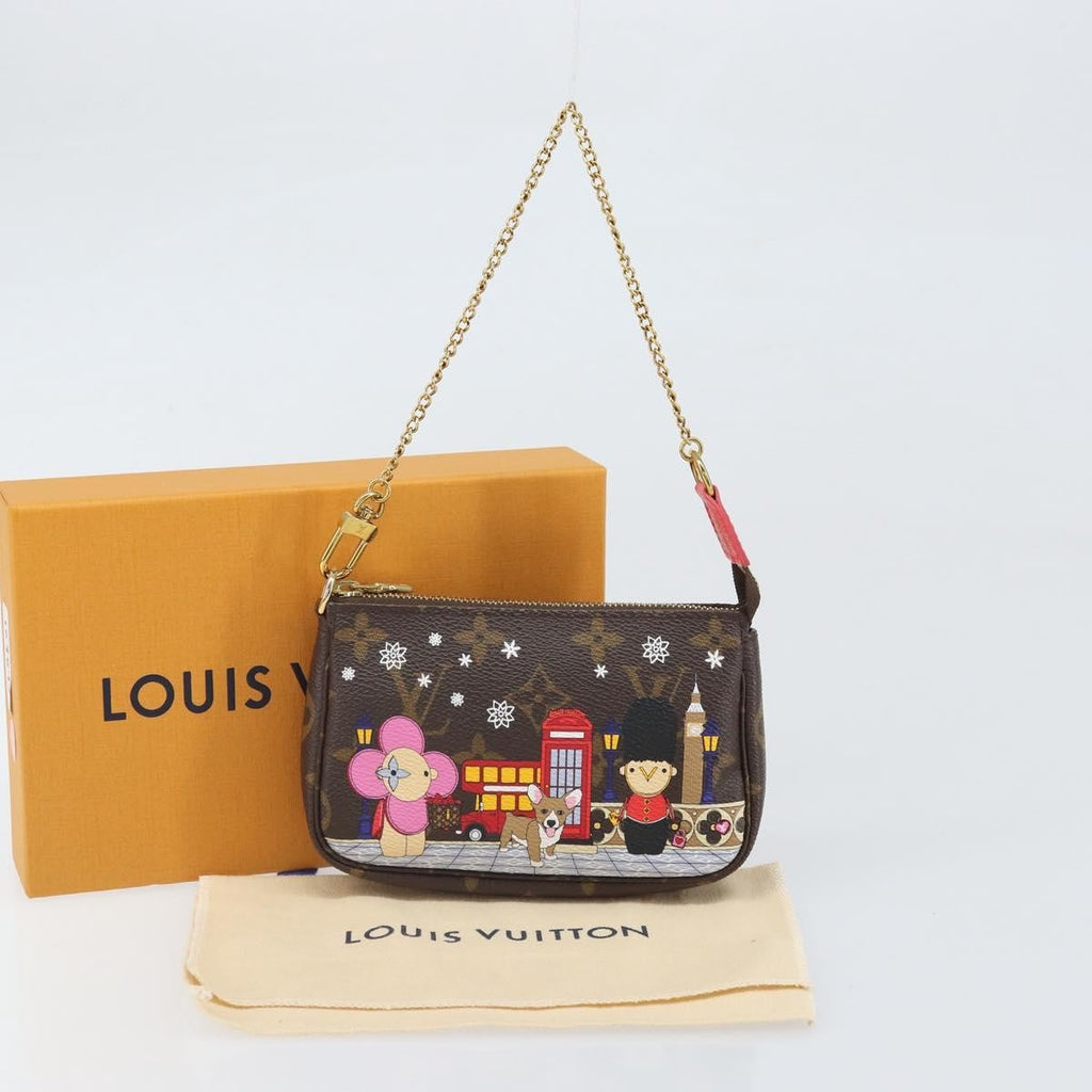 Louis Vuitton Pochette Accessoires Limited Edition Vivienne Xmas Monogram Canvas Brown Canvas Clutche & Pouche Bag