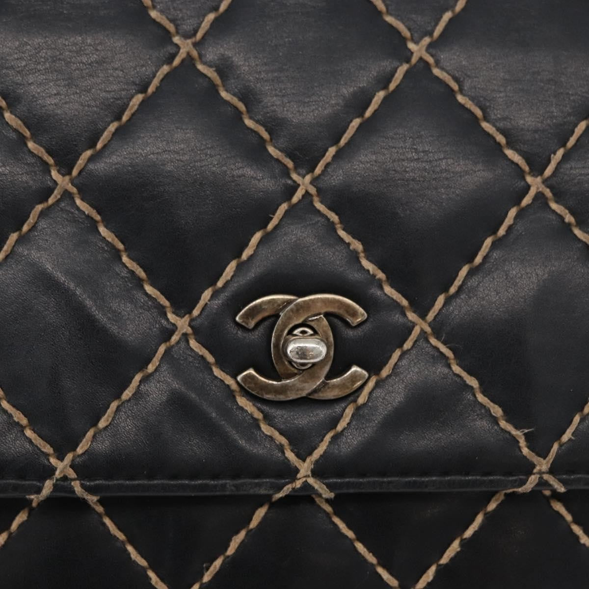 Chanel Chanel Matelassé Cuir Noir Black Leather Black Leather Handbag