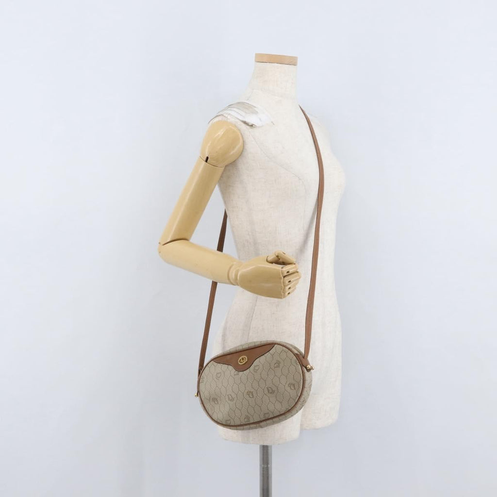 Christian Dior Vintage Honeycomb Shoulder Bag Canvas And Leather Beige Canvas Shoulder Bag Bag (Pre-Owned)