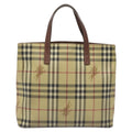 Burberry Top Handle Tote Haymarket Coated Canvas Beige Canvas Tote Bag