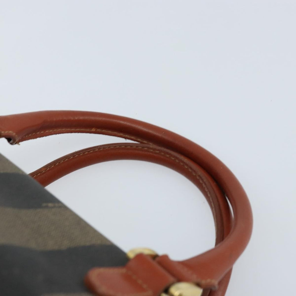 Fendi Vintage Pequin Convertible Boston Bag Coated Canvas Brown Canvas Handbag
