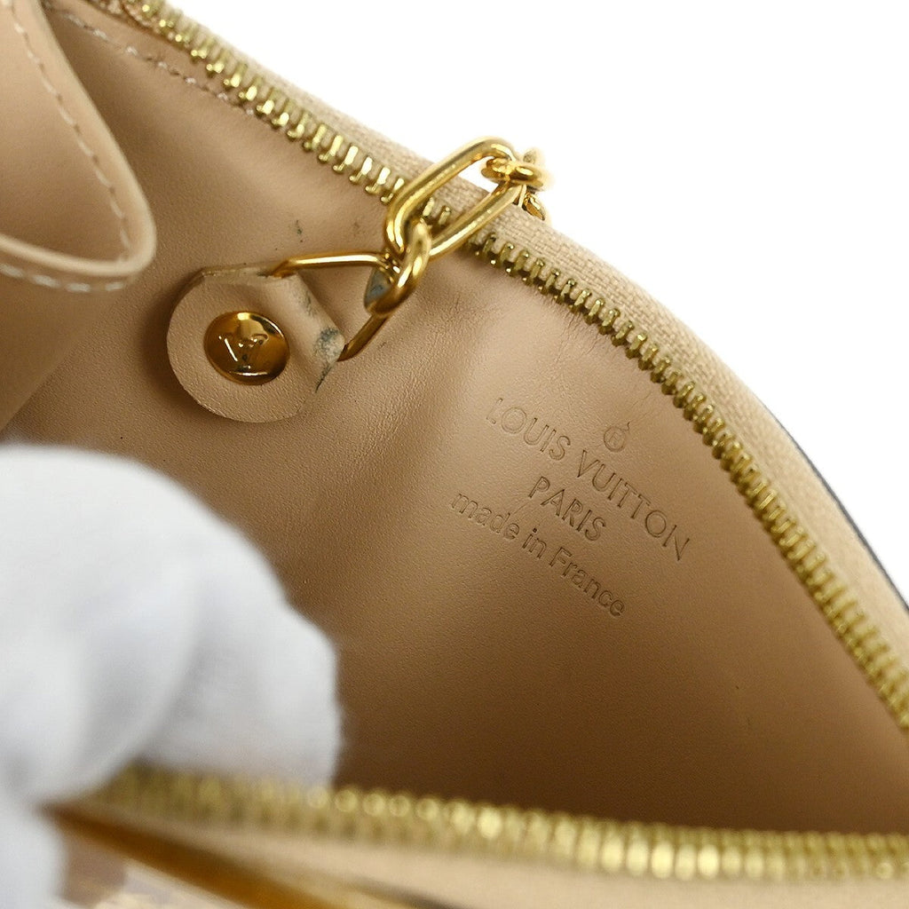 Louis Vuitton Pochette Clés Nm Monogram Vernis Patent Leather Beige Patent_Leather Wallets Accessory