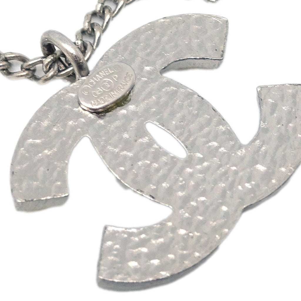 Chanel Cc Logo Pendant Necklace Metal Silver Silver_Plated Necklace Jewelry