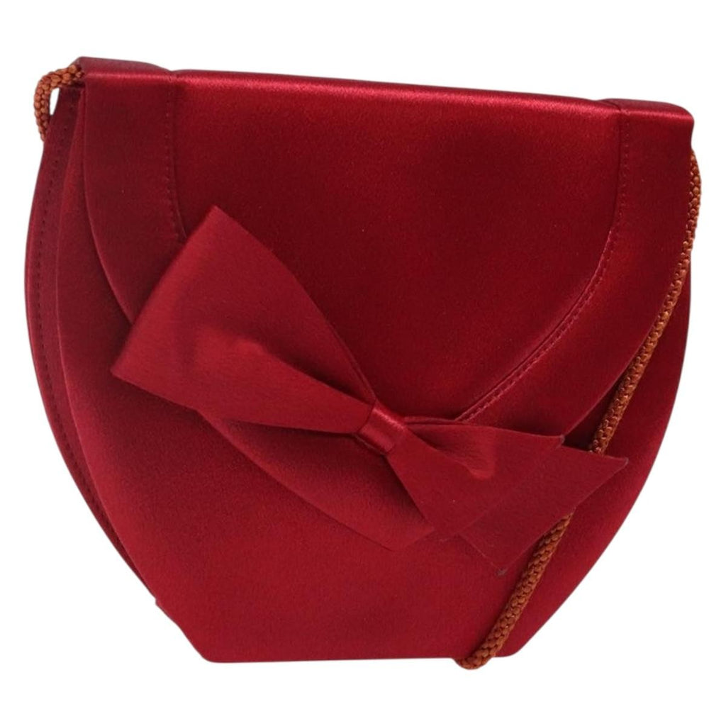 Saint Laurent Vintage Flap Crossbody Bag Silk Red Satin Clutche & Pouche Bag (Pre-Owned)