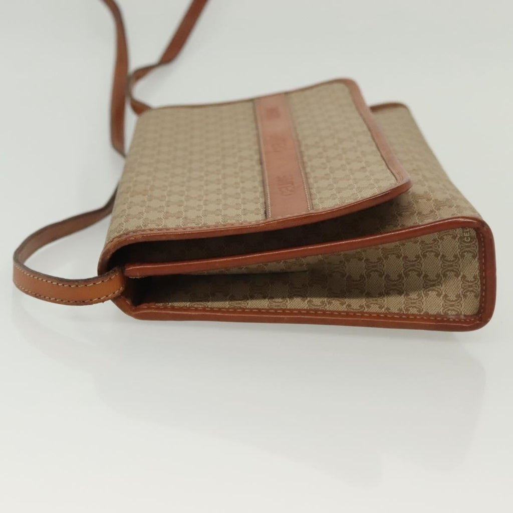 Celine Vintage Macadam Shoulder Bag Canvas And Leather Beige Canvas Bag