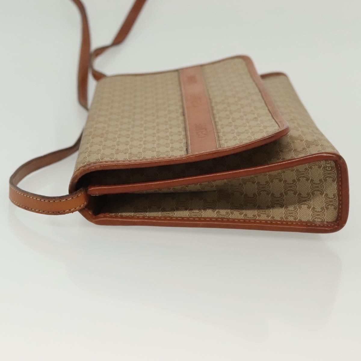 Celine Vintage Macadam Shoulder Bag Canvas And Leather Beige Canvas Bag