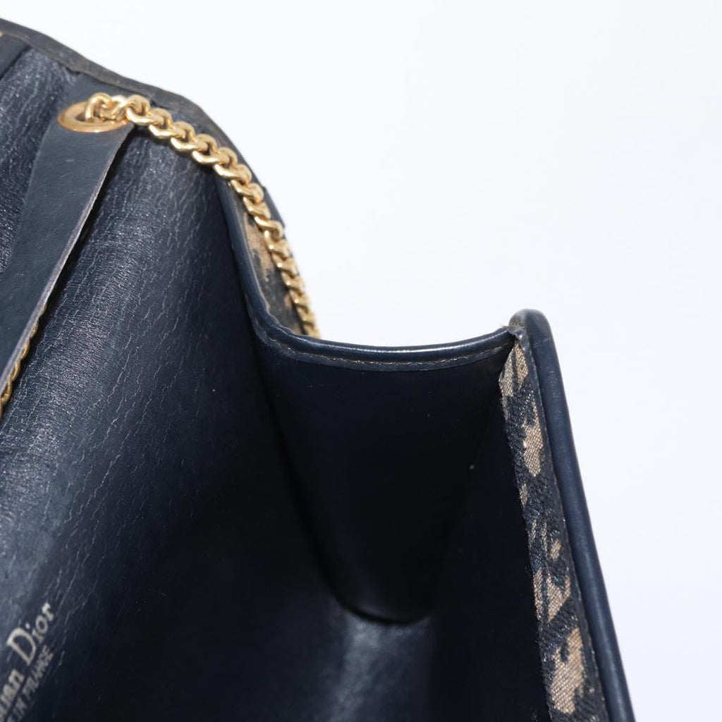 Christian Dior Vintage Cd Chain Flap Shoulder Bag Diorissimo Canvas Navy Canvas Shoulder Bag Bag (Pre-Owned)