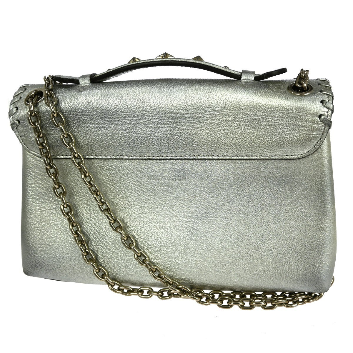 Louis Vuitton Very Chain Bag Whipstitch Leather Silver Leather Shoulder Bag