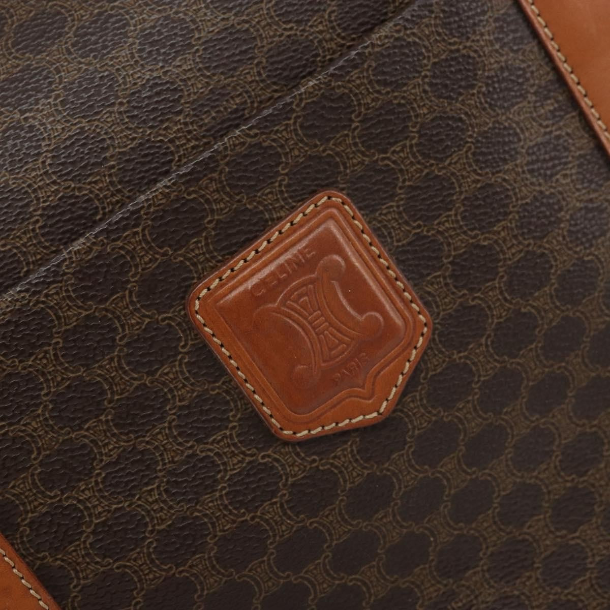 Celine Vintage Macadam Handbag Canvas And Leather Brown Canvas Tote Bag Bag