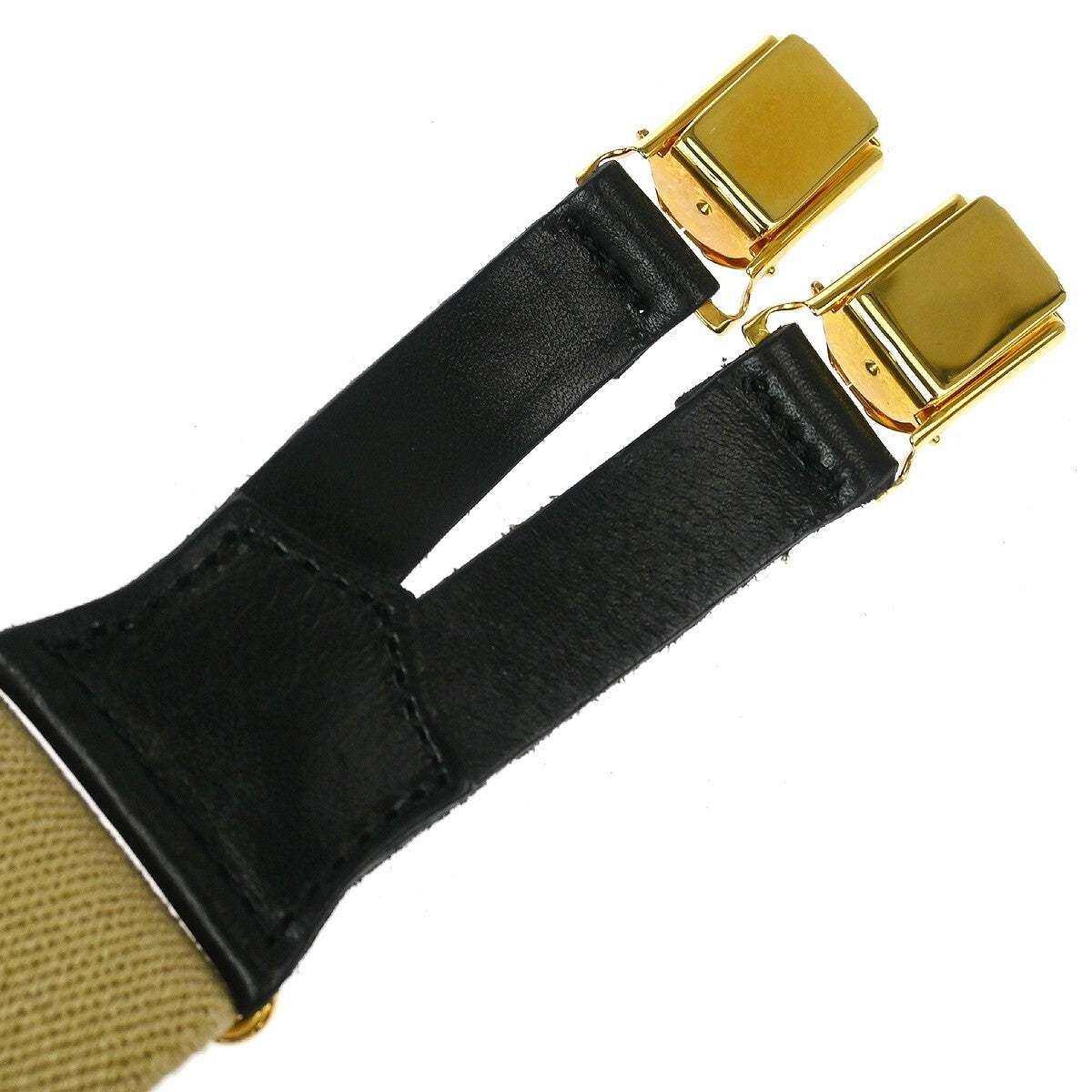 Chanel Logo Suspenders Canvas Beige Canvas Belts Accessory