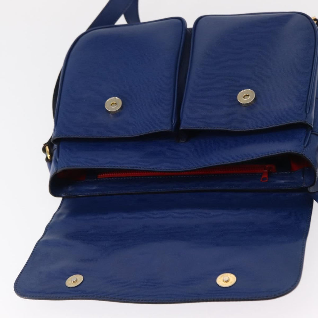 Celine Vintage Circle Logo Crossbody Bag Leather Blue Leather Shoulder Bag Bag