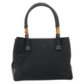Gucci Bamboo Tote Bag Canvas Black Canvas Tote Bag Bag (Pre-Owned)