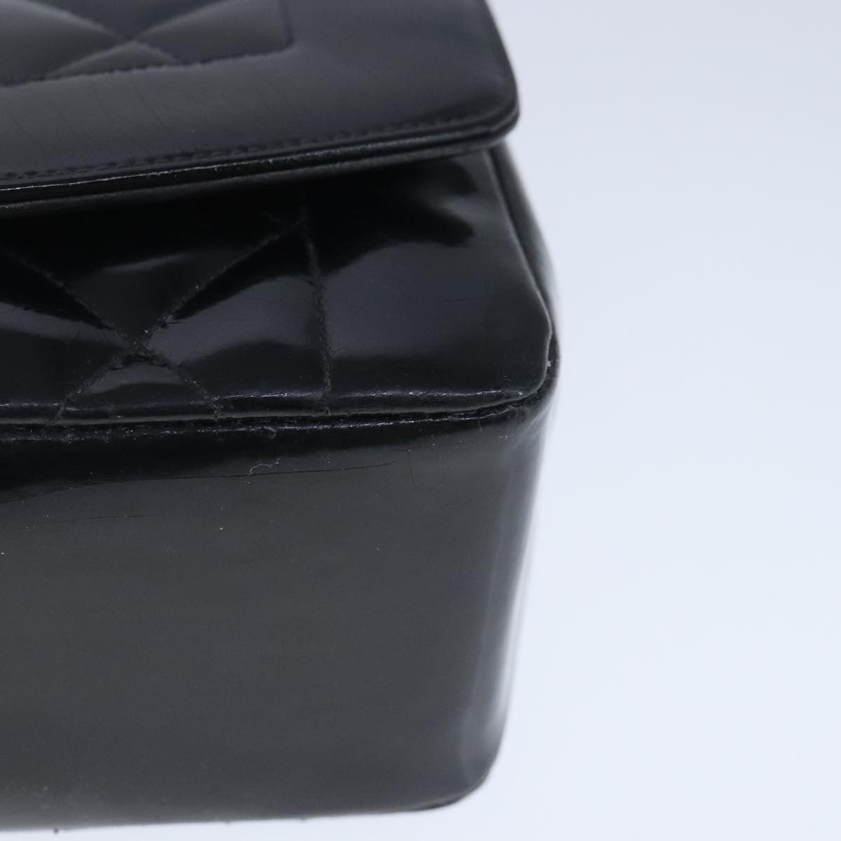 Chanel Vintage So Black Diana Flap Bag Quilted Patent Black Patent_Leather Shoulder Bag Bag