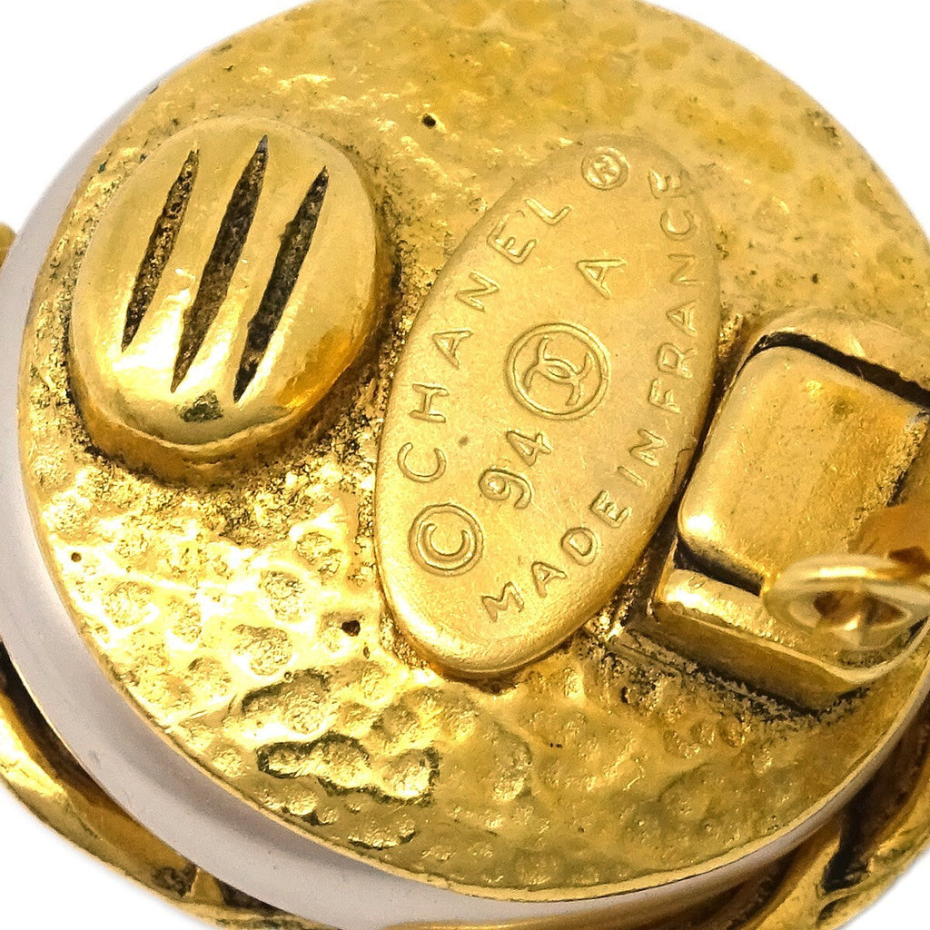 Chanel Vintage Triple Cc Earrings Metal Gold Gold_Plated Earrings Jewelry