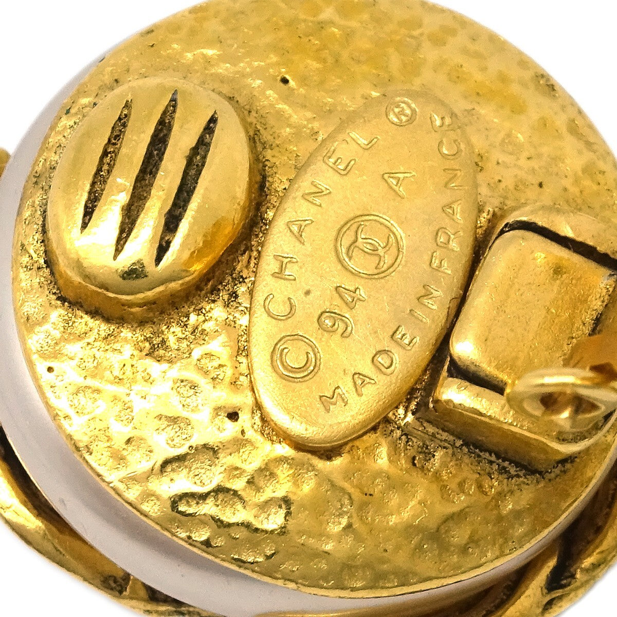 Chanel Vintage Triple Cc Earrings Metal Gold Gold_Plated Earrings Jewelry