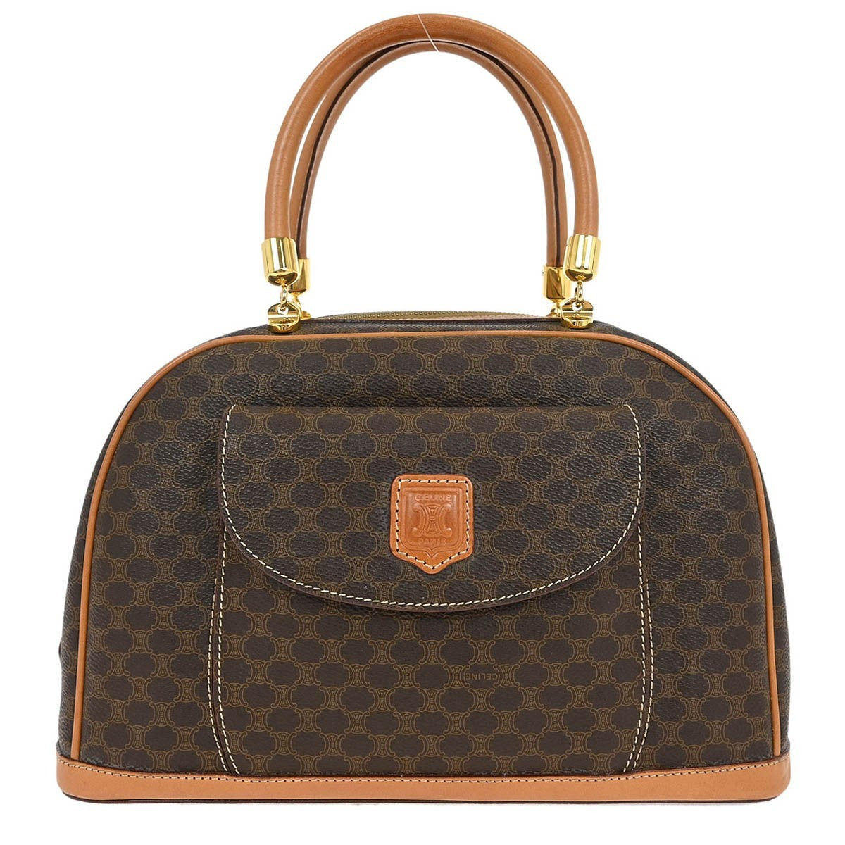 Celine C Macadam Handbag Canvas Brown Canvas Handbag