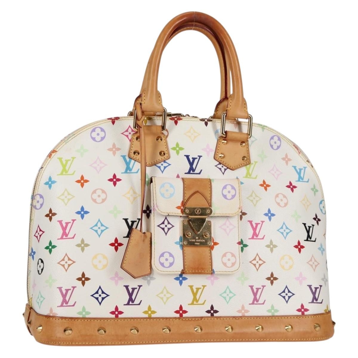 Louis Vuitton Alma Handbag Monogram Multicolor White Canvas Bag