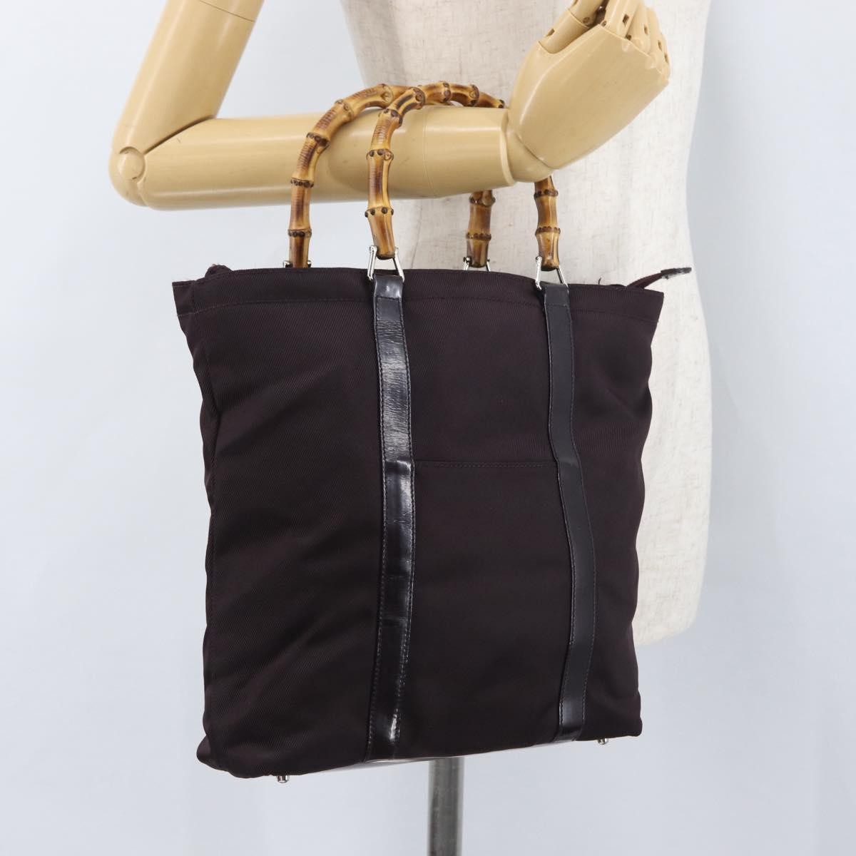 Gucci Bamboo Tote Bag Canvas Purple Canvas Tote Bag Bag (Pre-Owned)