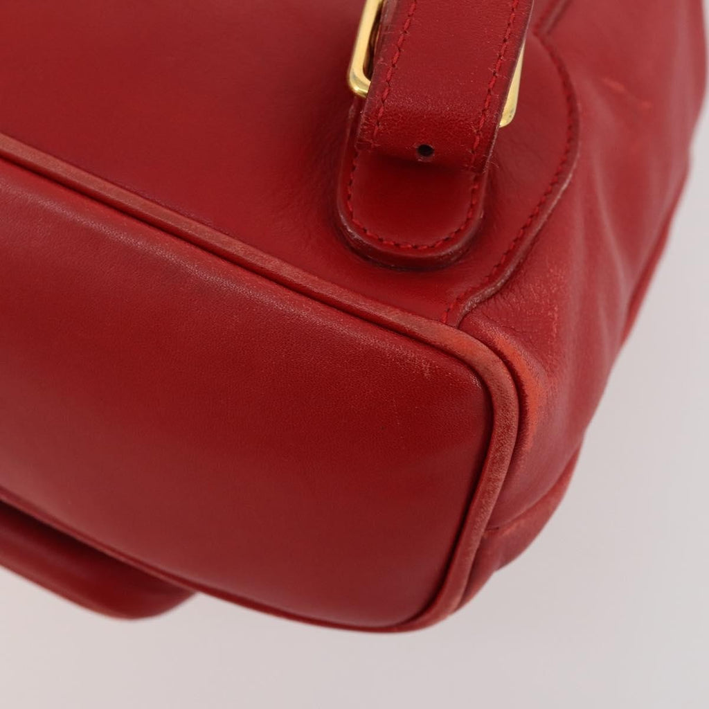 Gucci Vintage Bamboo Backpack Leather Red Leather Backpack Bag (Pre-Owned)