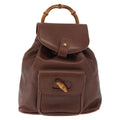 Gucci Vintage Bamboo Backpack Leather Brown Leather Backpack Bag (Pre-Owned)