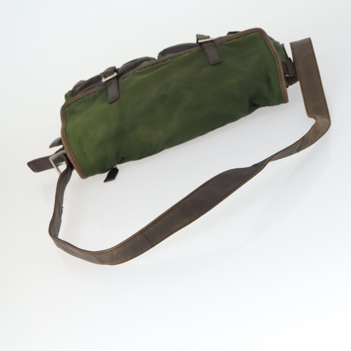 Prada Vintage Shoulder Bag Nylon And Leather Green Nylon Shoulder Bag Bag