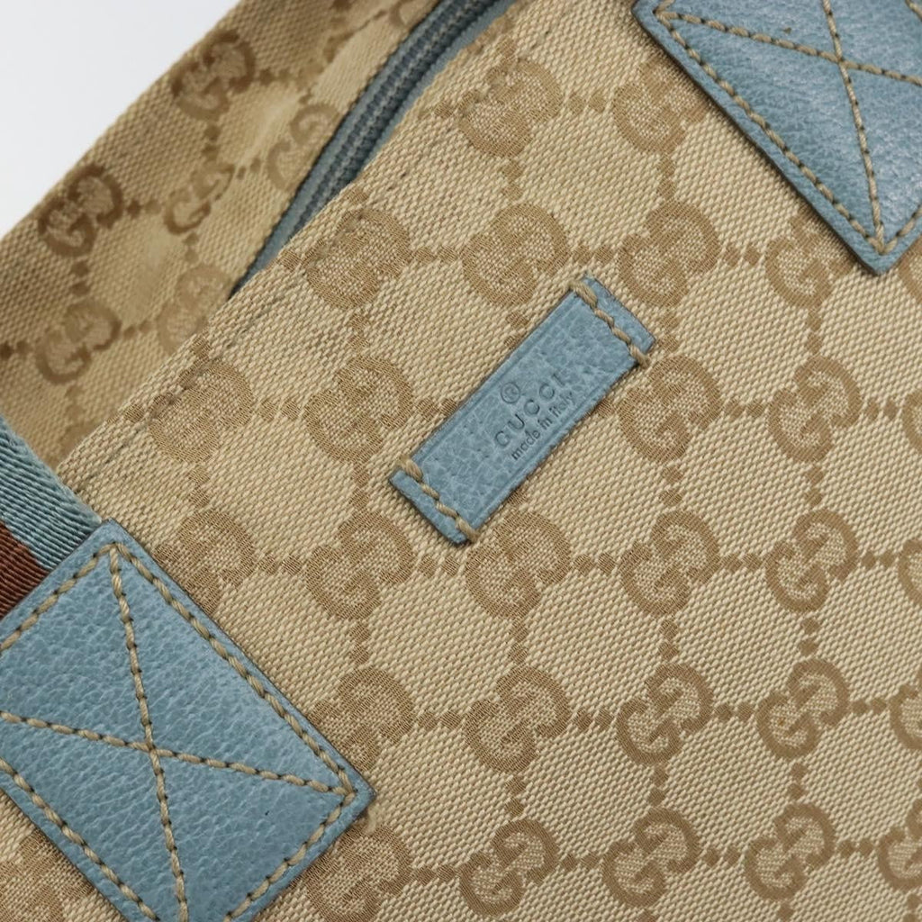 Gucci Web Zip Tote Gg Canvas Beige Canvas Tote Bag Bag (Pre-Owned)
