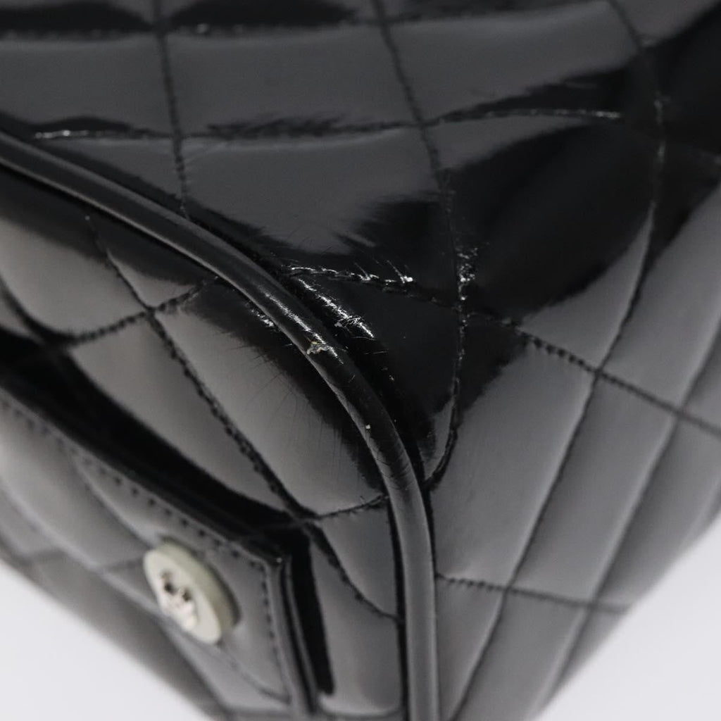 Chanel Vintage Metal Box Bag Quilted Patent Black Patent_Leather Handbag