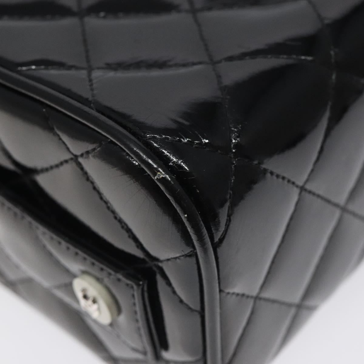 Chanel Vintage Metal Box Bag Quilted Patent Black Patent_Leather Handbag