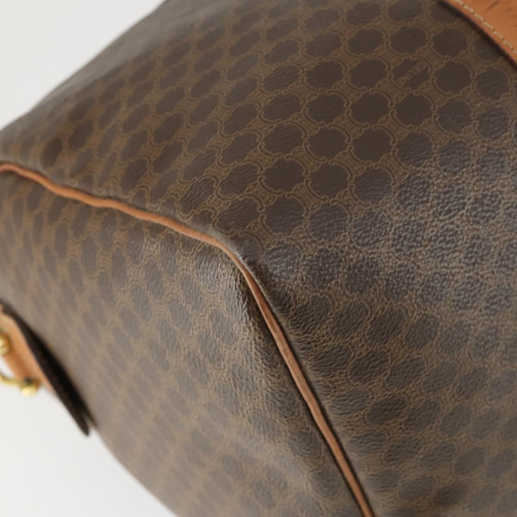 Celine Vintage Macadam Boston Bag Canvas And Leather Brown Pvc Travel Bag Bag