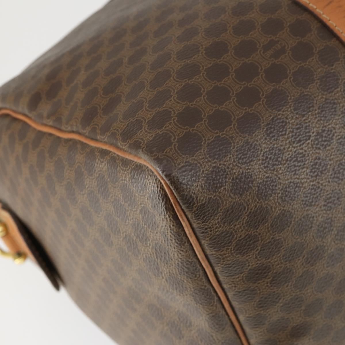 Celine Vintage Macadam Boston Bag Canvas And Leather Brown Pvc Travel Bag Bag