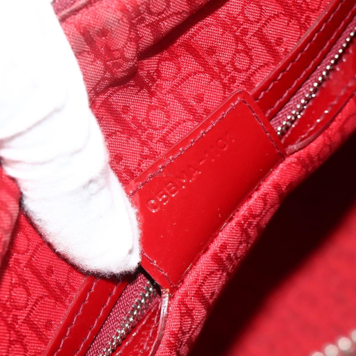 Christian Dior Lady Dior Bag Cannage Quilt Patent Red Patent_Leather Handbag (Pre-Owned)