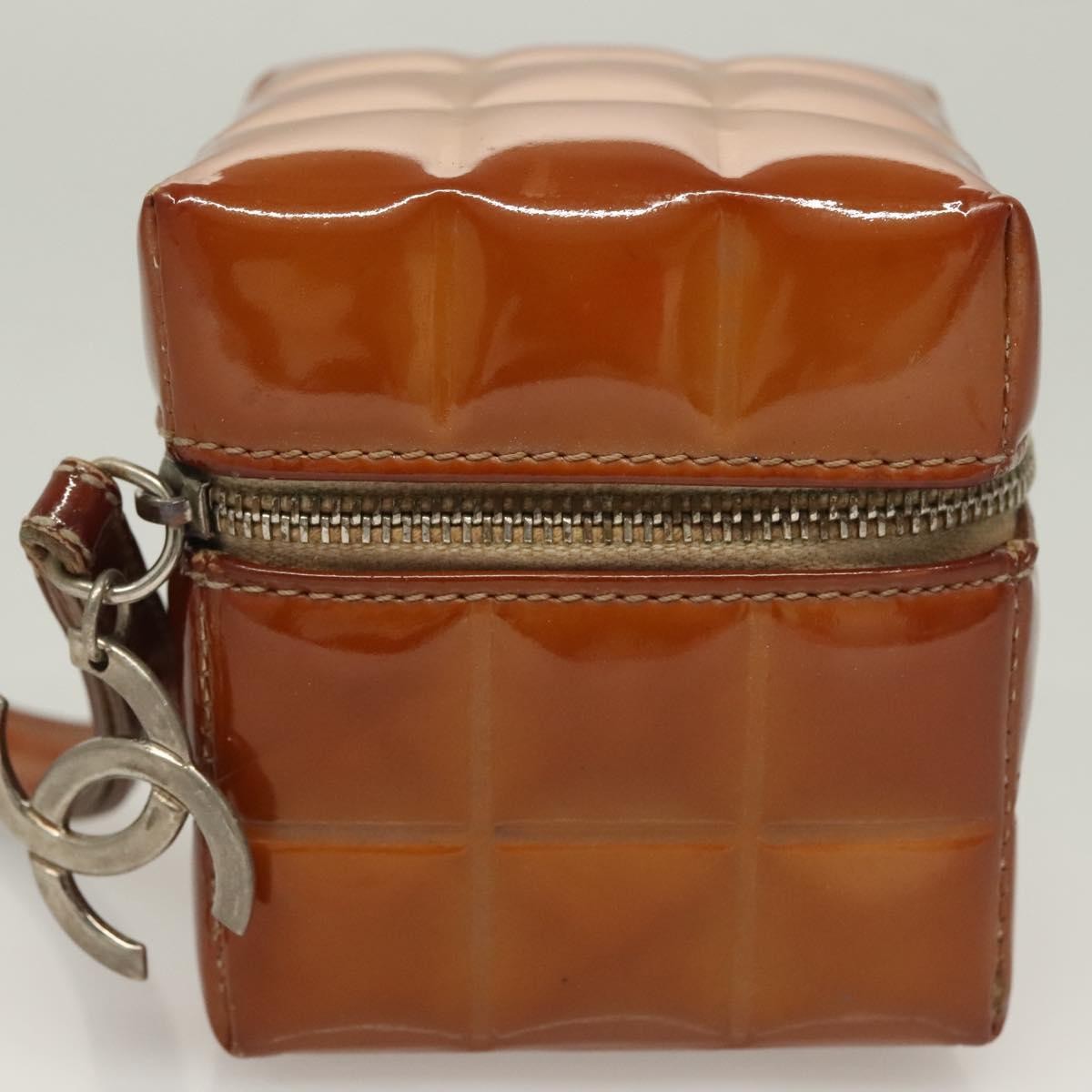 Chanel Rubiks Cube Wristlet Quilted Patent Brown Patent_Leather Bag
