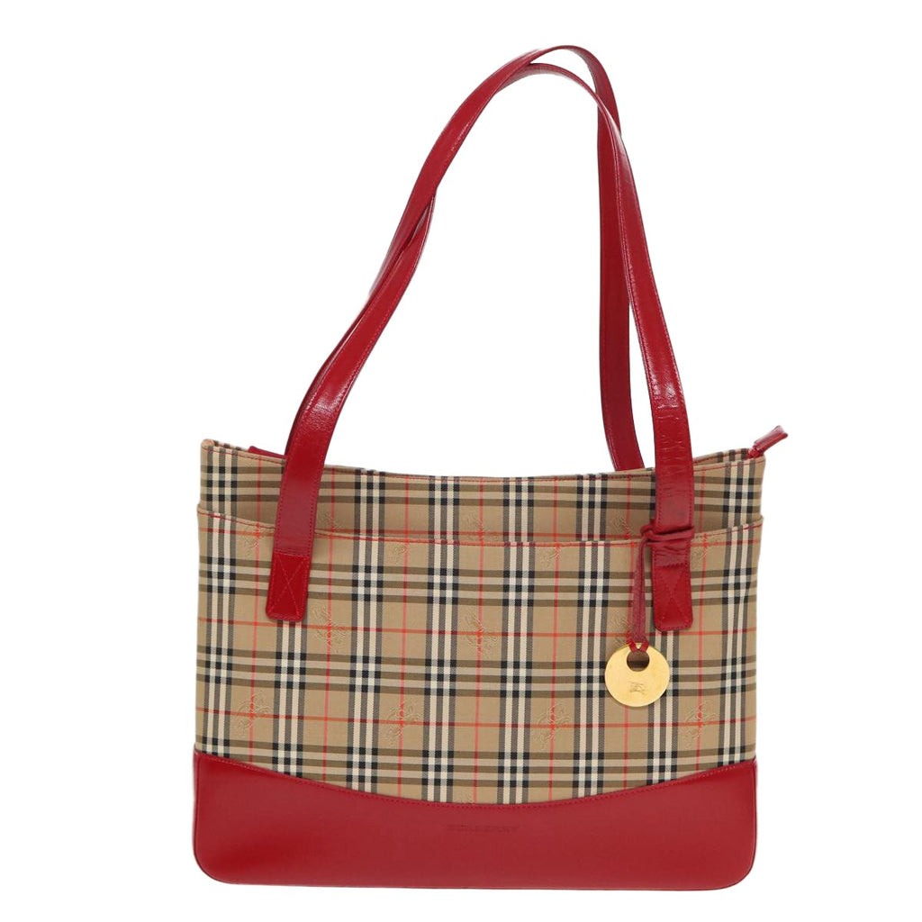 Burberry Nova Check Tote Canvas And Leather Beige Canvas Tote Bag