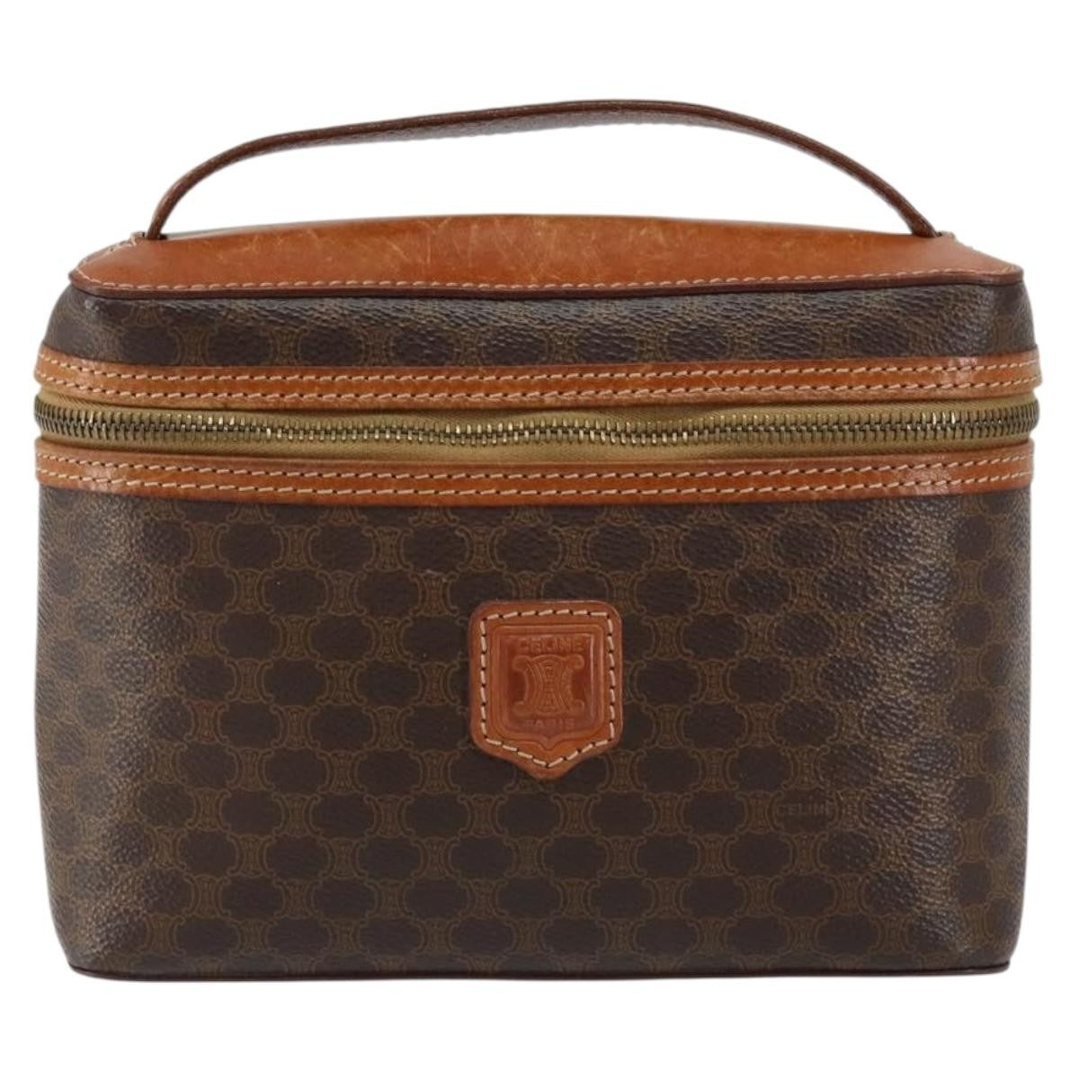 Celine Macadam Vanity Bag Canvas Brown Canvas Clutche & Pouche Bag