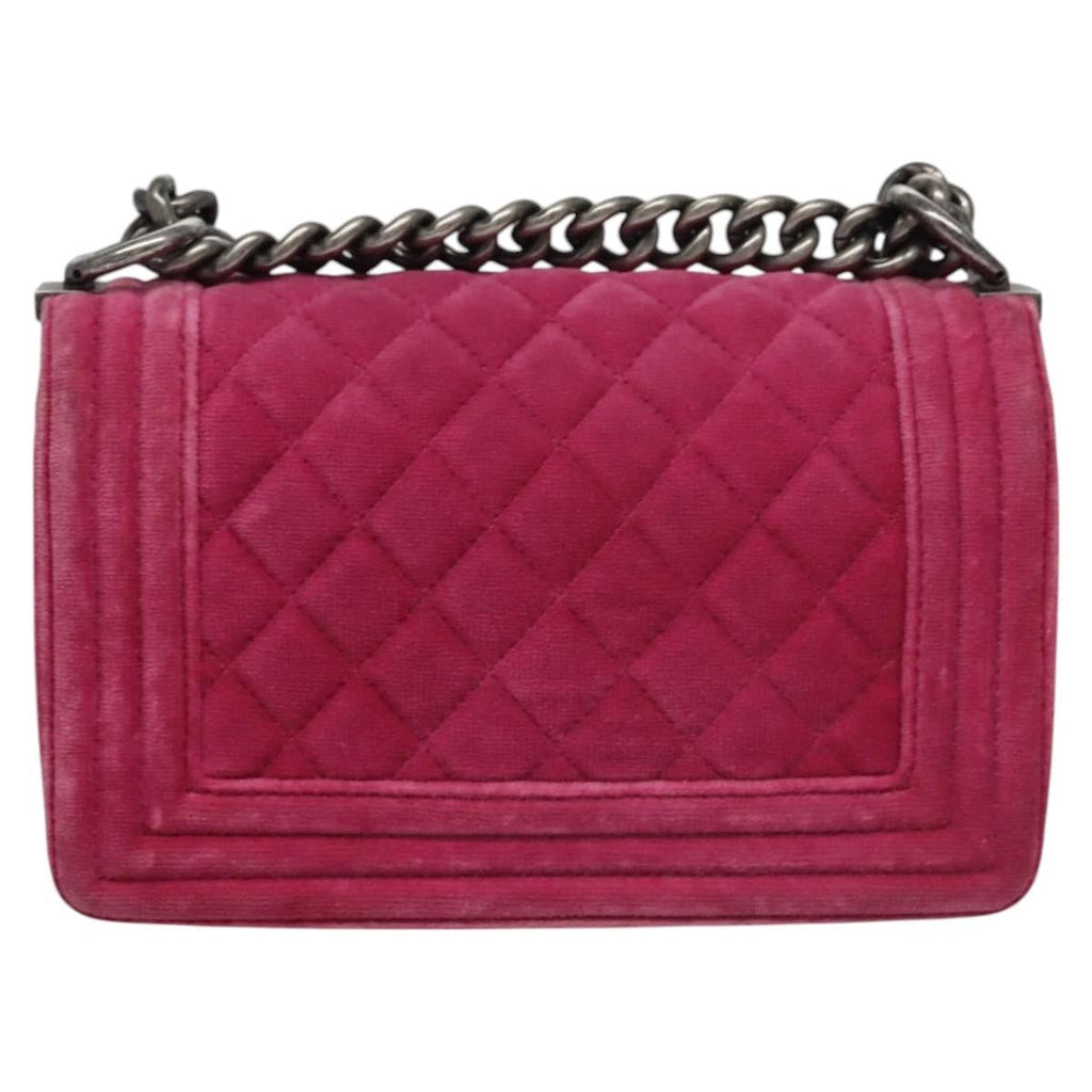 Chanel Boy Flap Bag Quilted Velvet Pink Velvet Shoulder Bag Bag