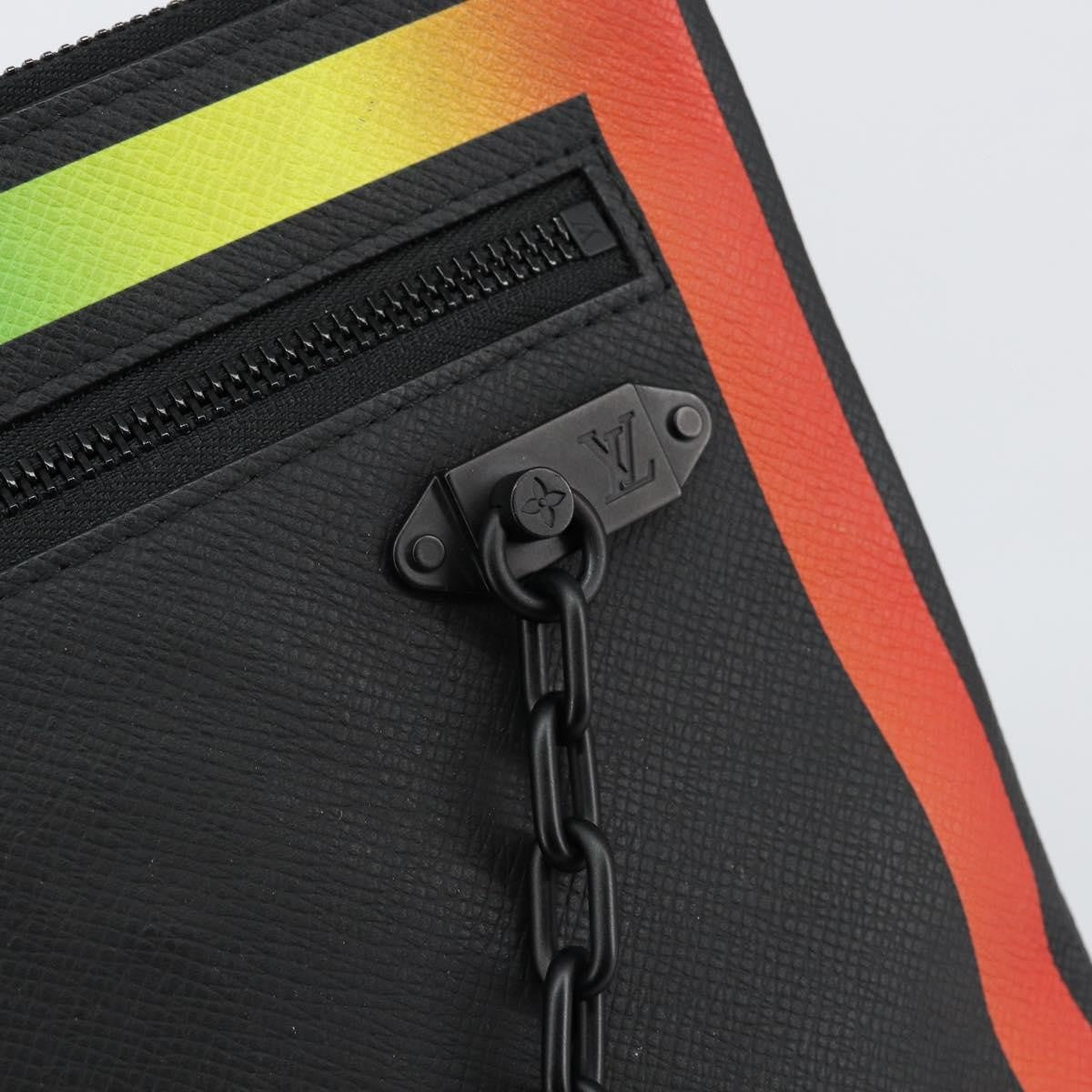 Louis Vuitton Pochette A4 Rainbow Taiga Leather Black Leather Clutche & Pouche Bag