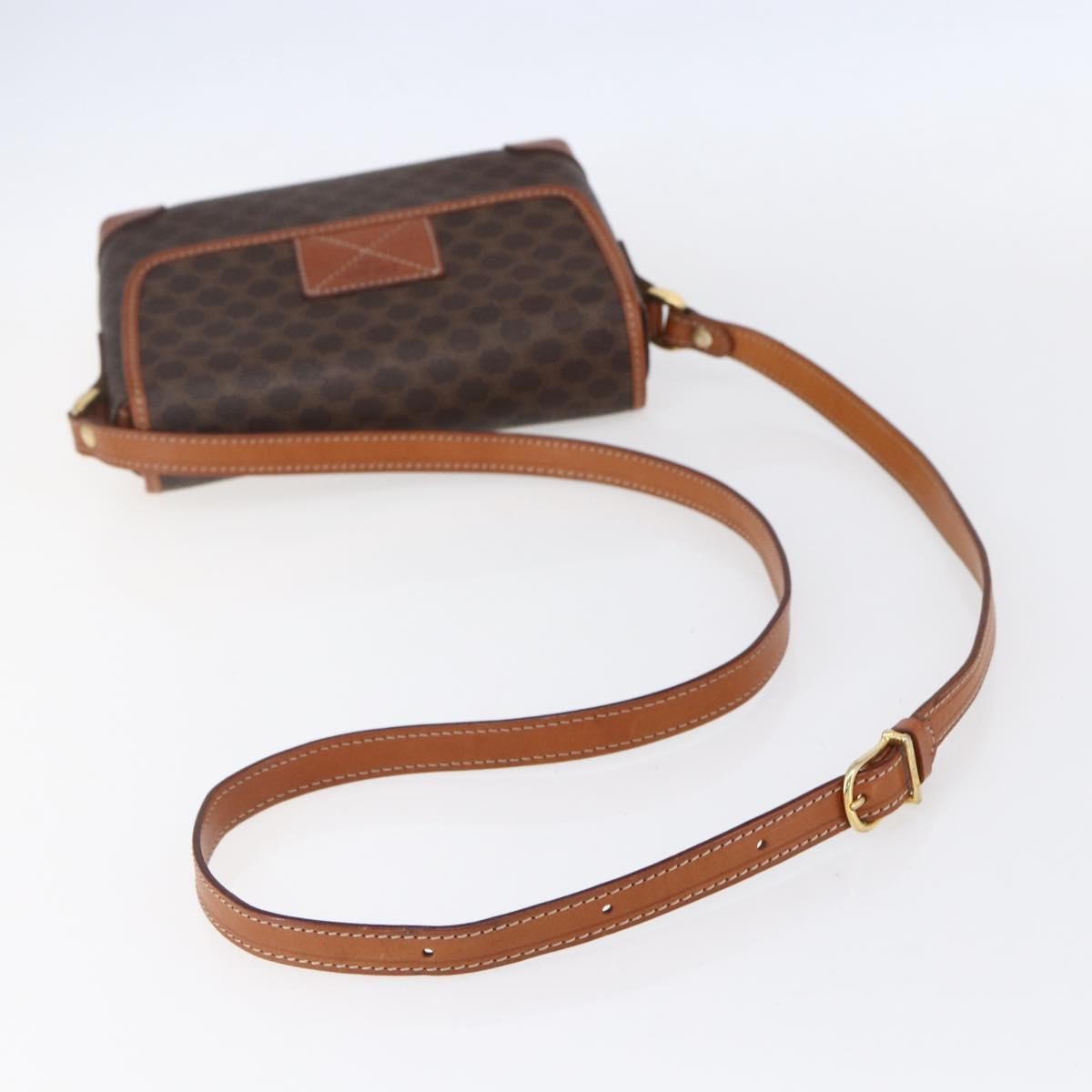 Celine Vintage Macadam Shoulder Bag Canvas And Leather Brown Canvas Shoulder Bag Bag