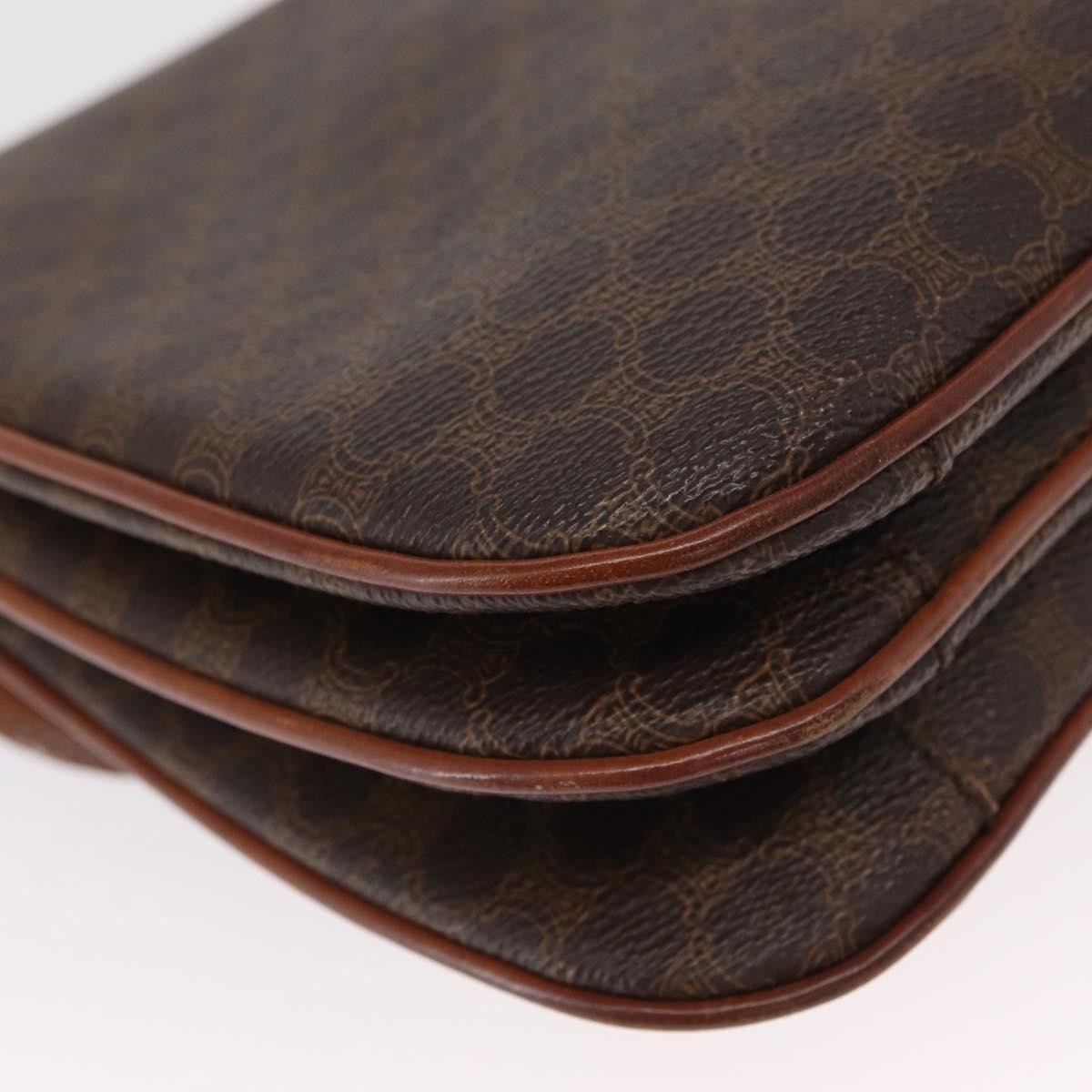 Celine Vintage Macadam Shoulder Bag Canvas Brown Canvas Shoulder Bag Bag