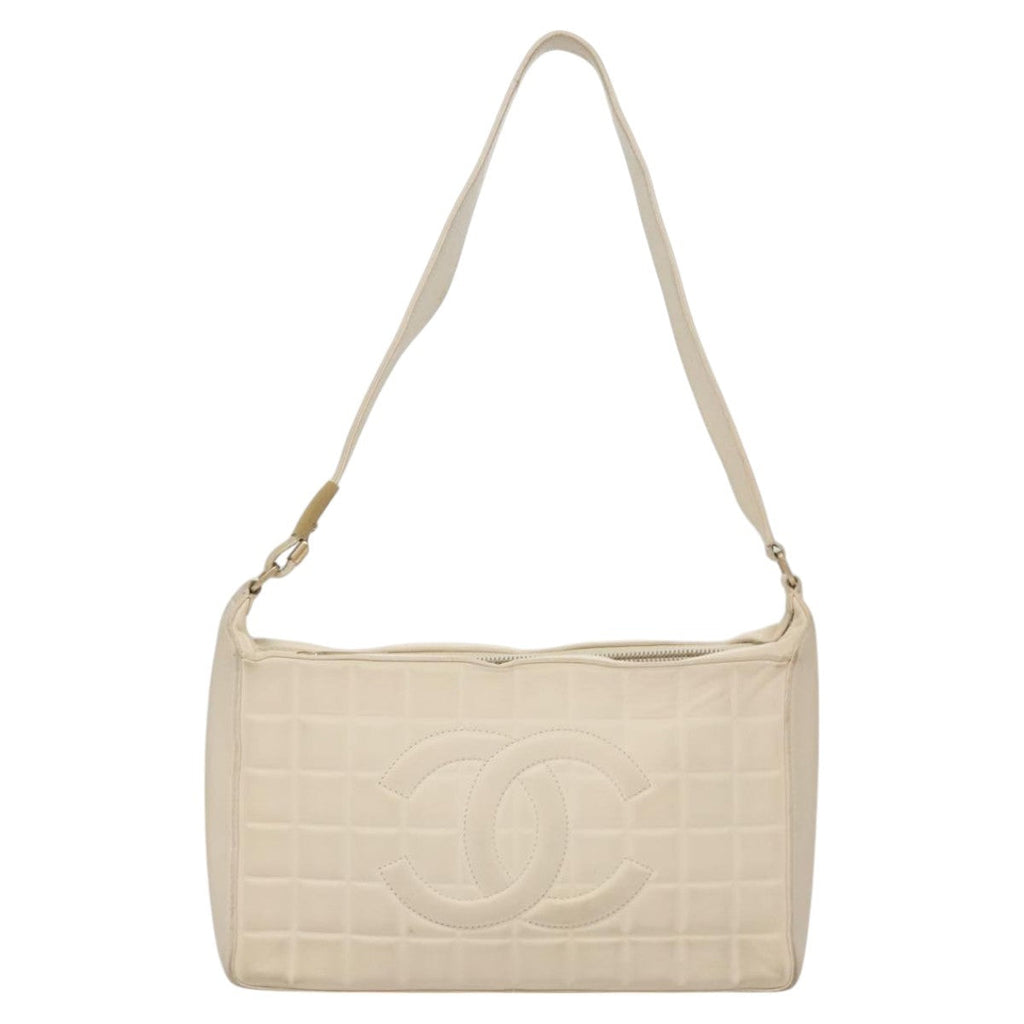 Chanel Chocolate Bar Cc Shoulder Bag Quilted Leather White Leather Shoulder Bag Bag