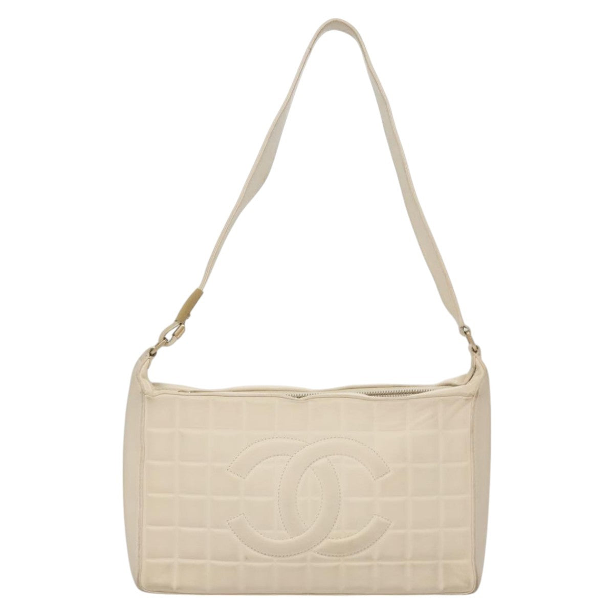 Chanel Chocolate Bar Cc Shoulder Bag Quilted Leather White Leather Shoulder Bag Bag