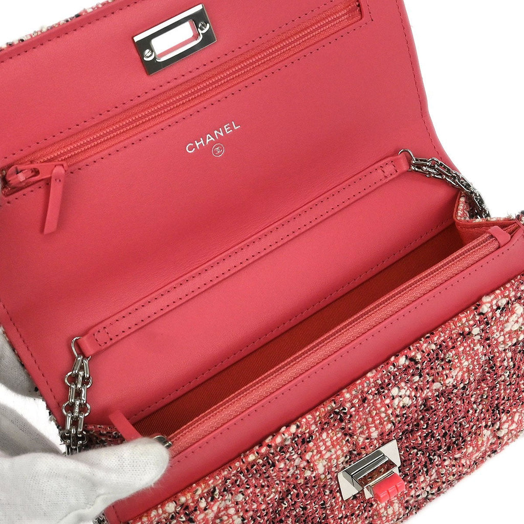 Chanel Reissue 2.55 Flap Bag Quilted Tweed With Resin Detail Pink Tweed Clutche & Pouche Bag