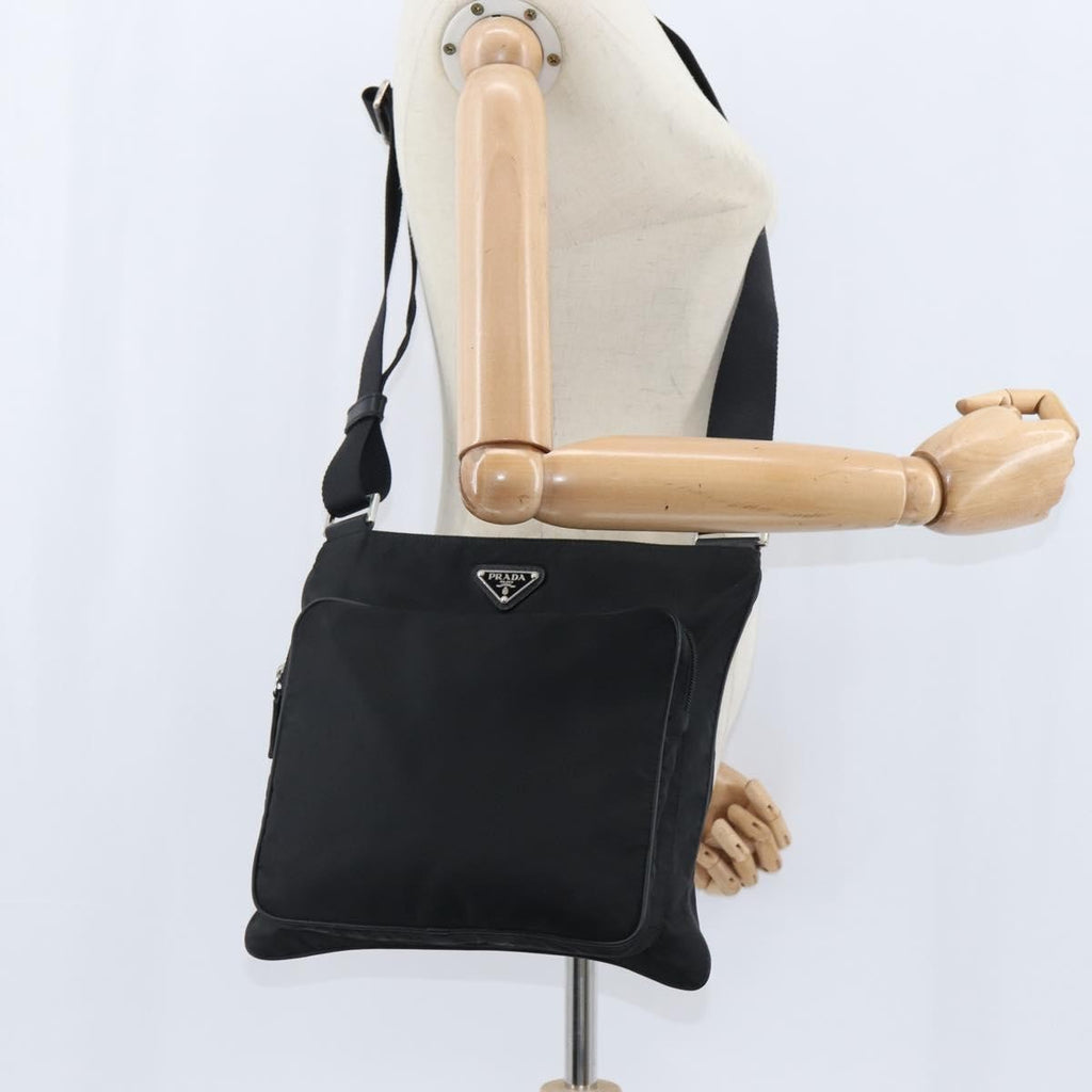 Prada Front Pocket Messenger Bag Tessuto Black Nylon Shoulder Bag Bag